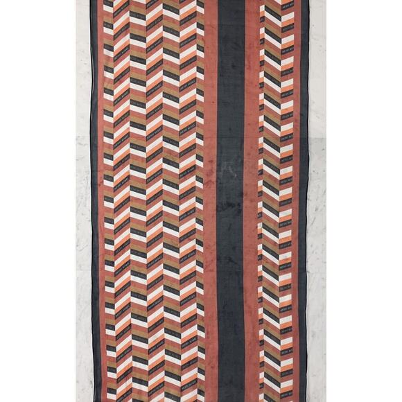 HENRI BENDEL NEW YORK Chevron Oblong Chiffon Scarf 100% Silk 73”x20” Vintage EUC